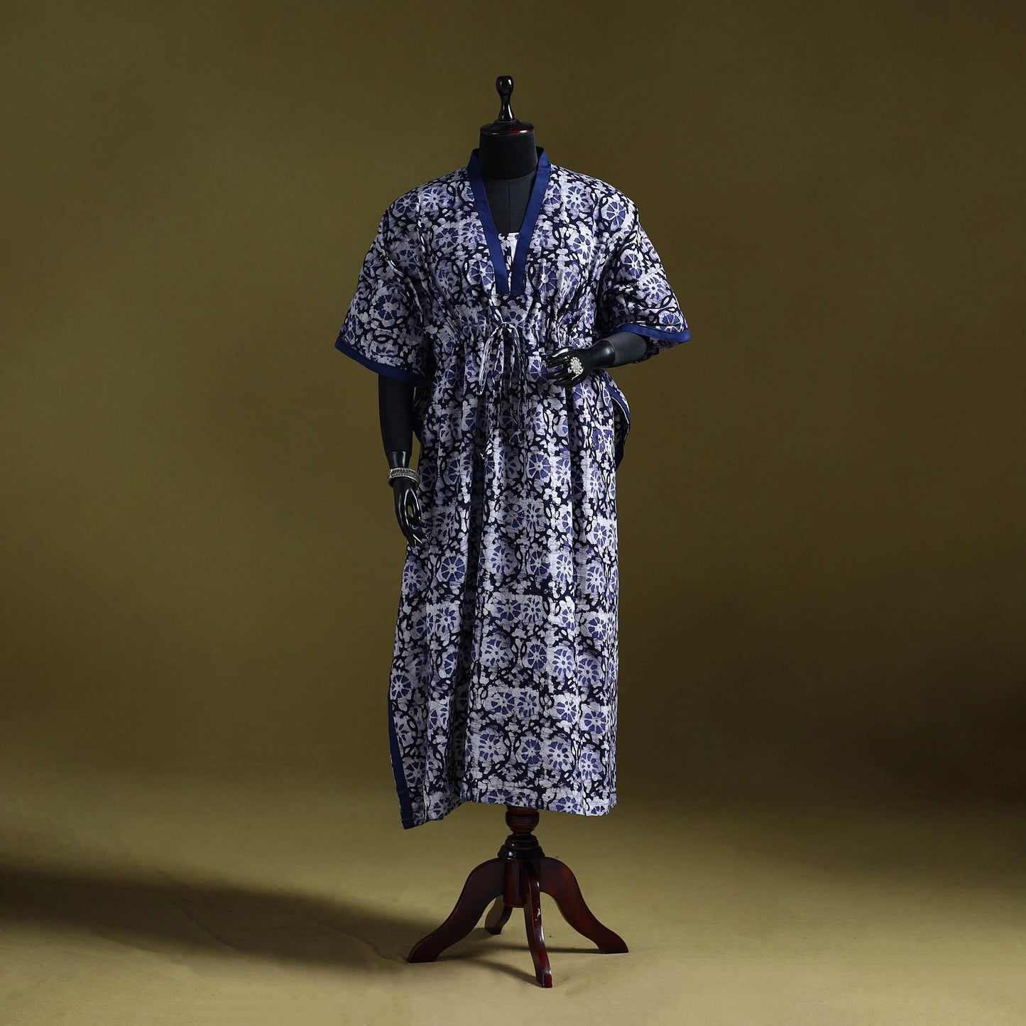 Hand batik cotton long kaftan 04 - handcrafted