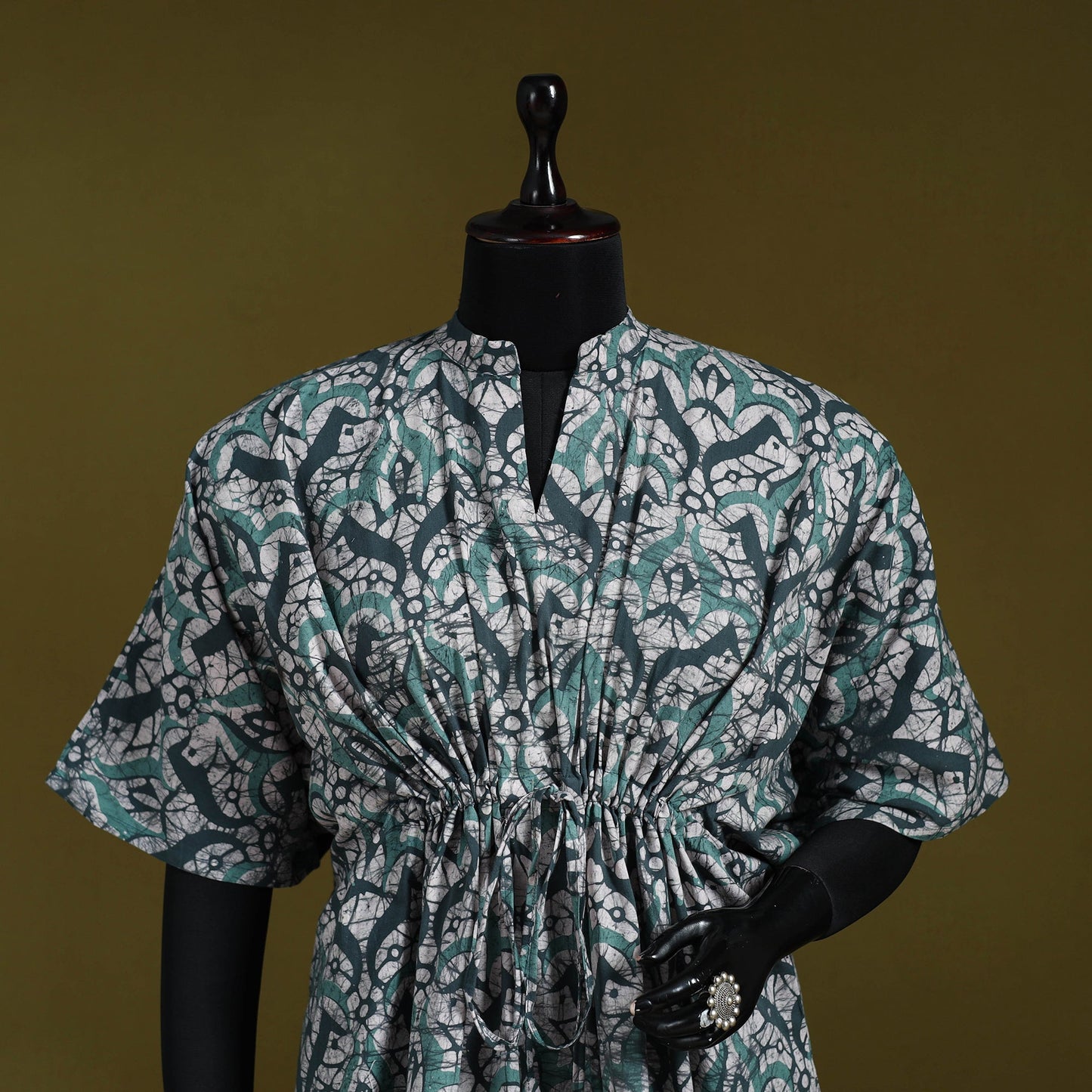 Hand batik cotton short kaftan 40 - handcrafted