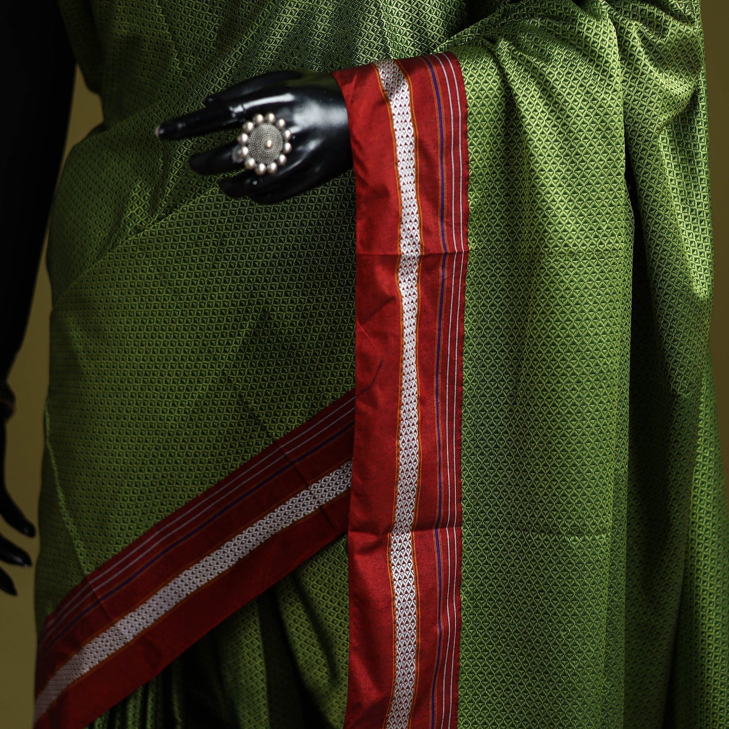 Silk cotton khun saree with ilkal pallu chikki paras border