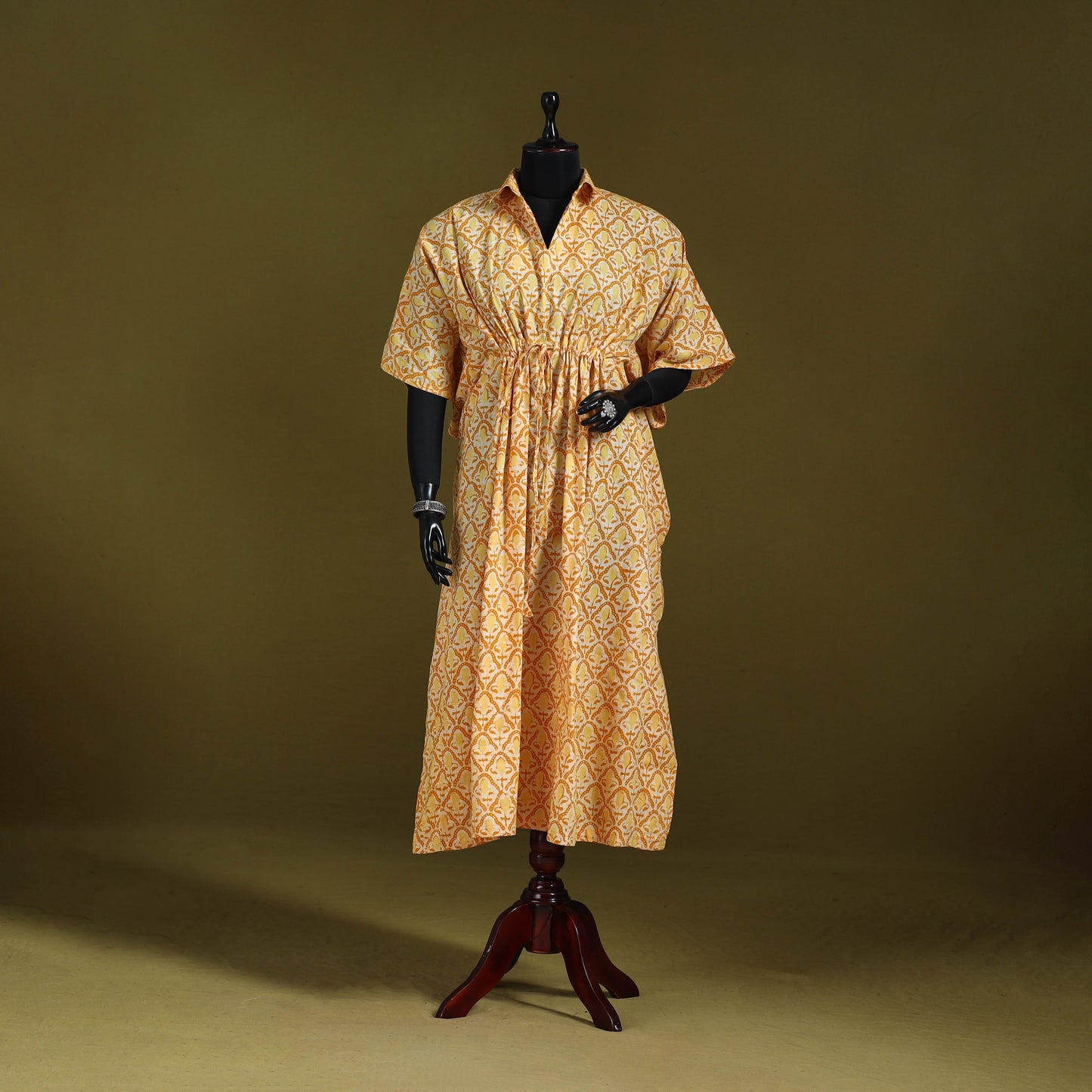 Hand batik cotton long kaftan 28 - handcrafted