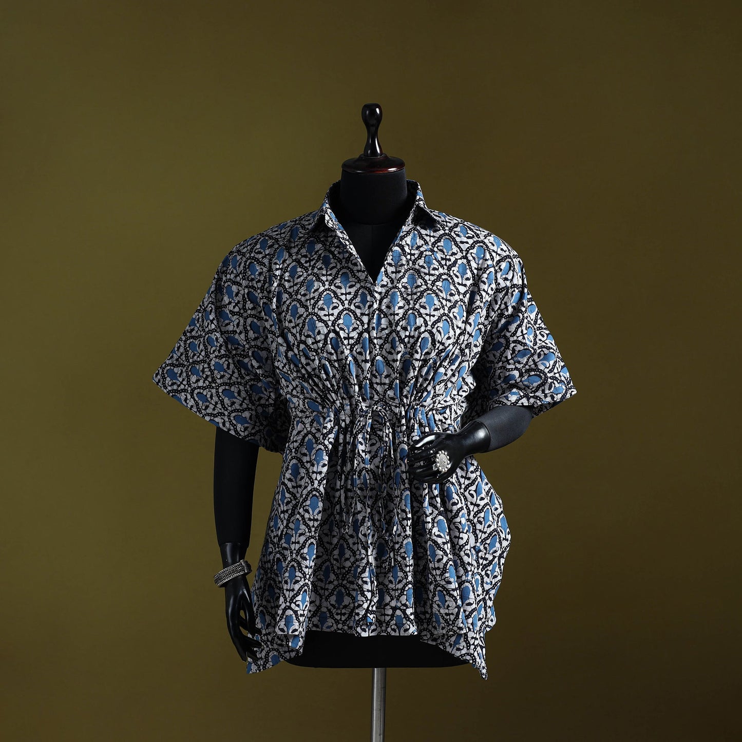 Hand batik cotton short kaftan 21 - handcrafted