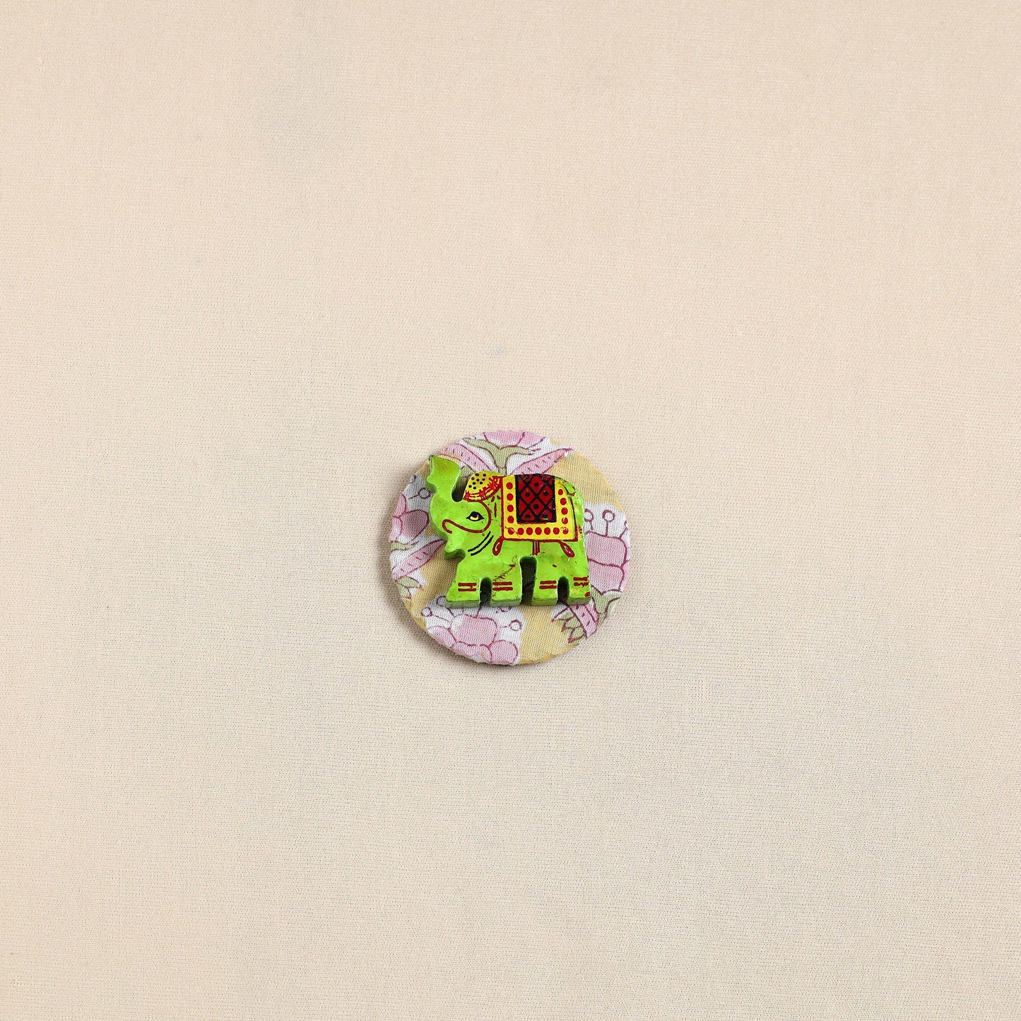 Elephant - Handmade Fabart Wooden Magnet