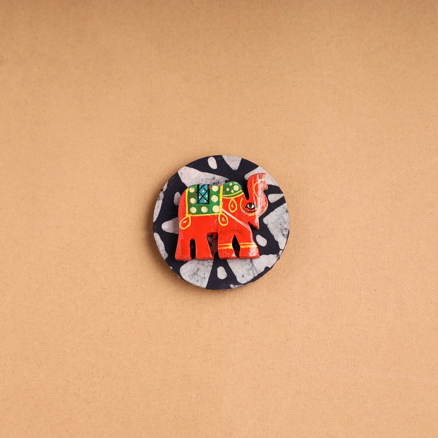 Elephant - Handmade Fabart Wooden Magnet