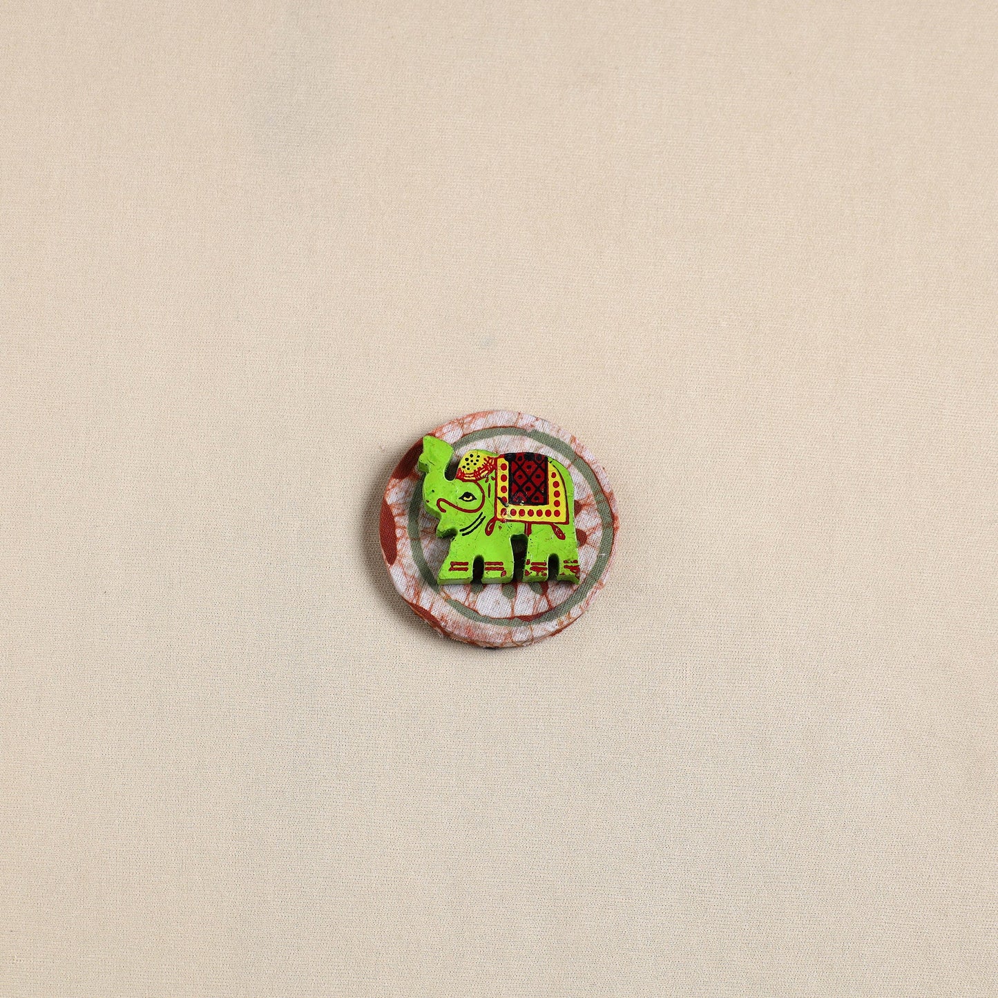 Elephant - Handmade Fabart Wooden Magnet