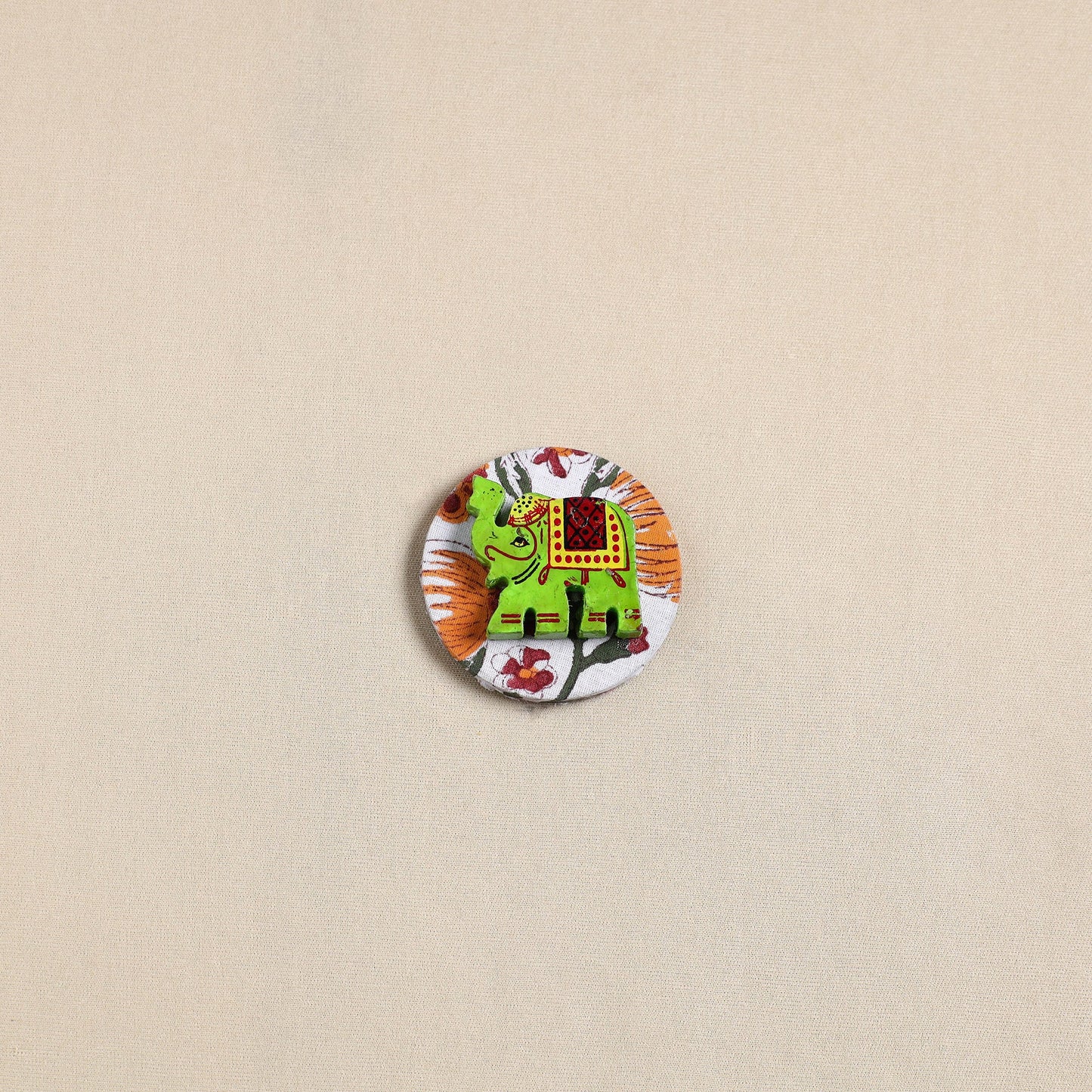 Elephant - Handmade Fabart Wooden Magnet