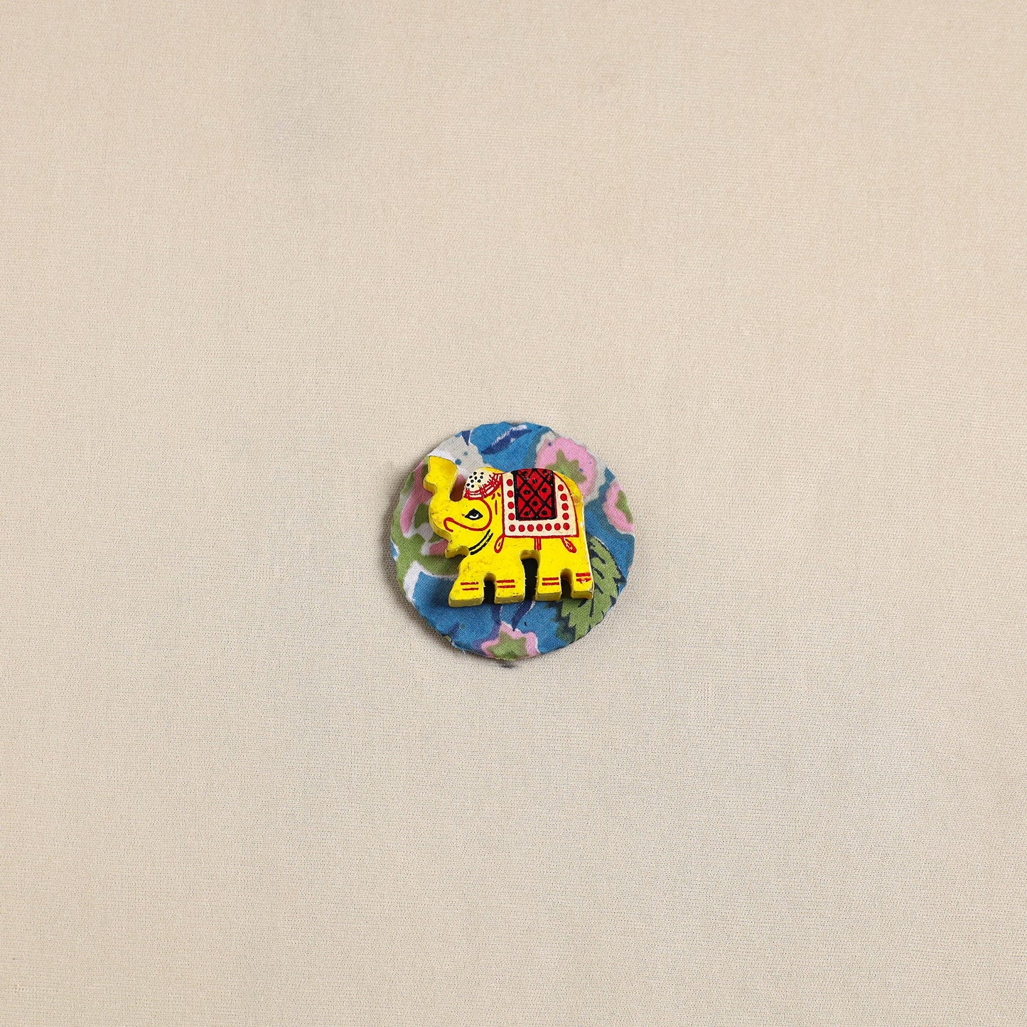 Elephant - Handmade Fabart Wooden Magnet