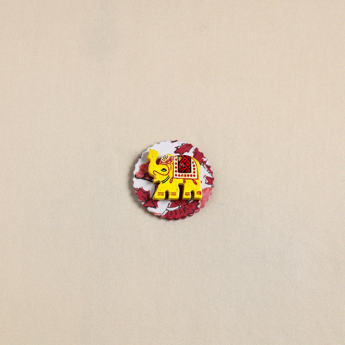 Elephant - Handmade Fabart Wooden Magnet