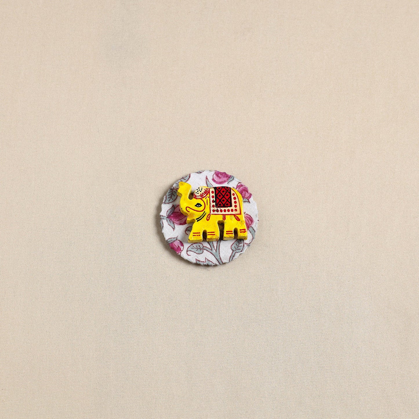 Elephant - Handmade Fabart Wooden Magnet