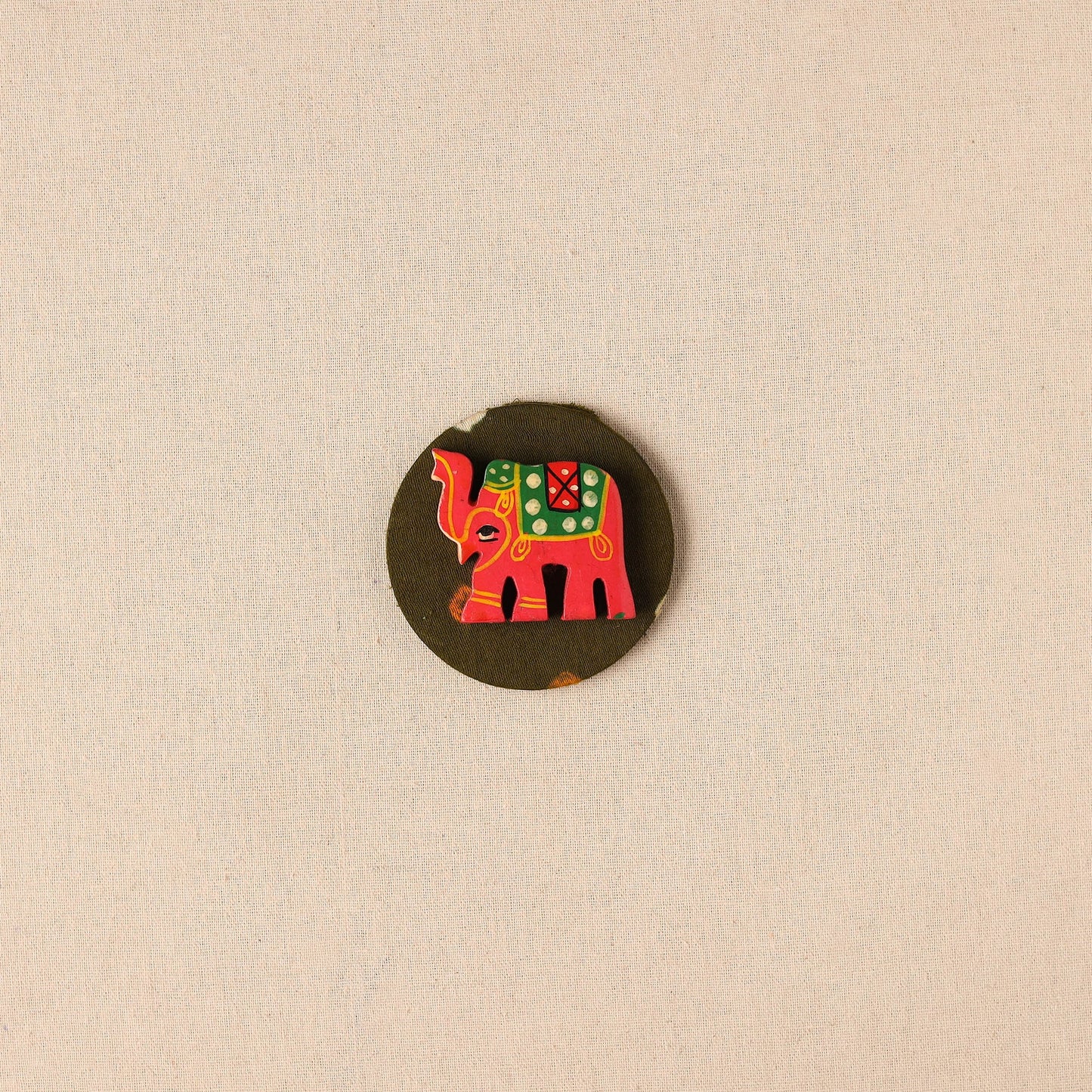 Elephant - Handmade Fabart Wooden Magnet