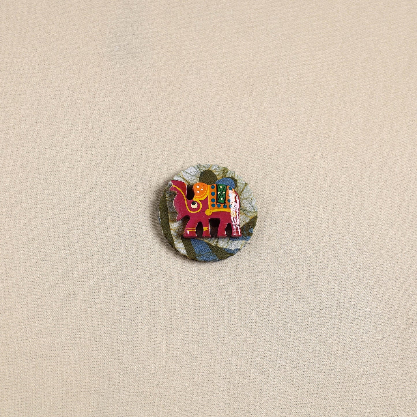 Elephant - Handmade Fabart Wooden Magnet