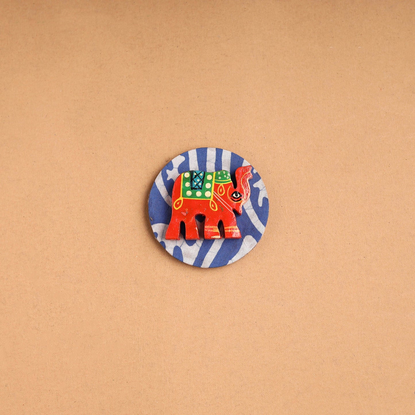 Elephant - Handmade Fabart Wooden Magnet