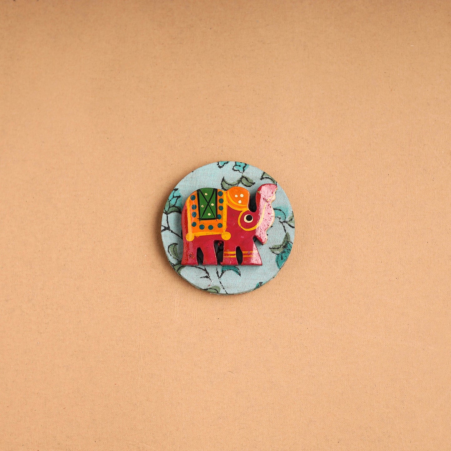 Elephant - Handmade Fabart Wooden Magnet