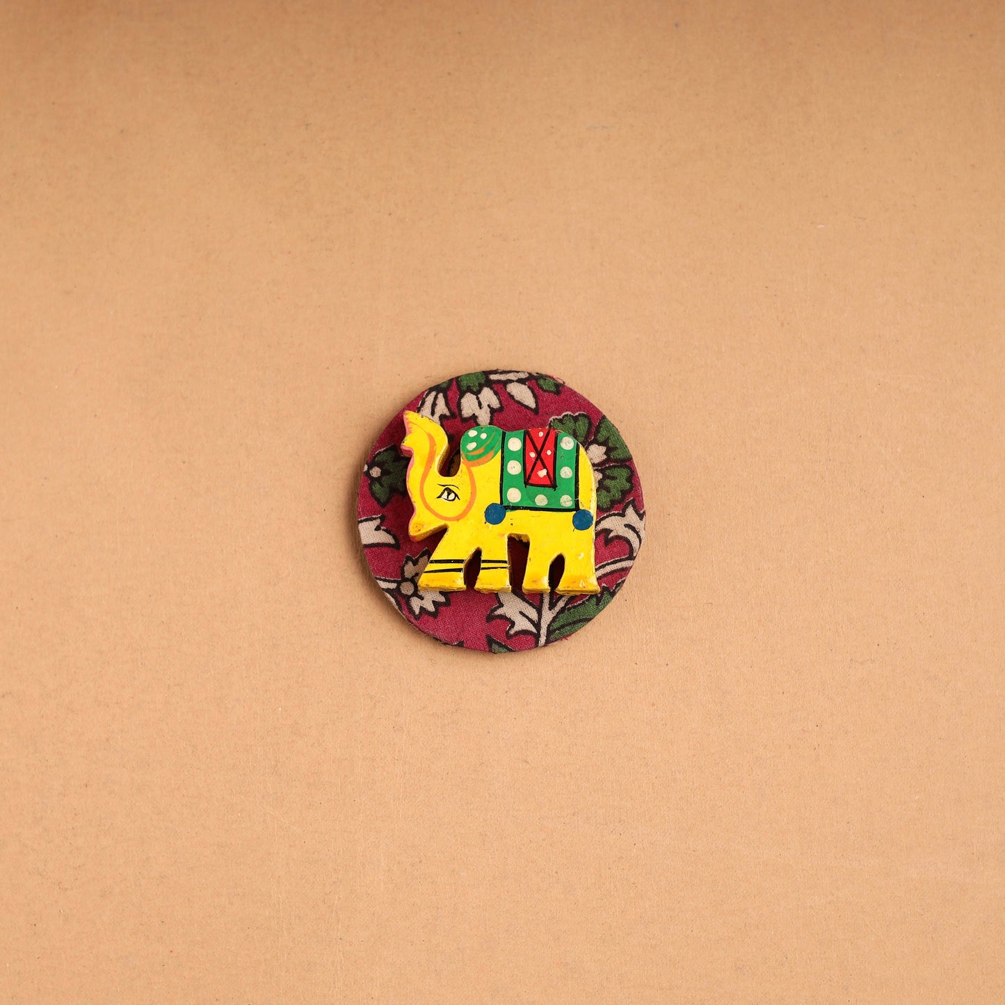 Elephant - Handmade Fabart Wooden Magnet