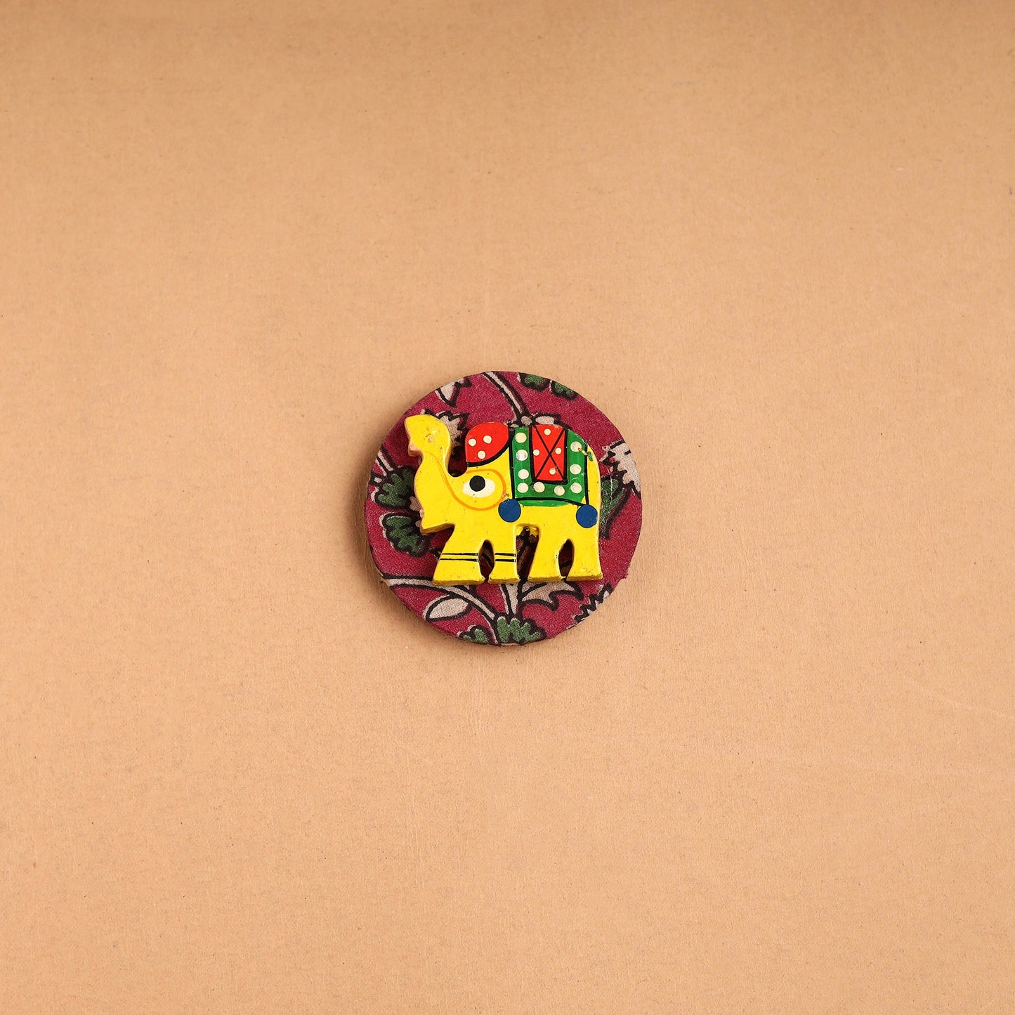 Elephant - Handmade Fabart Wooden Magnet