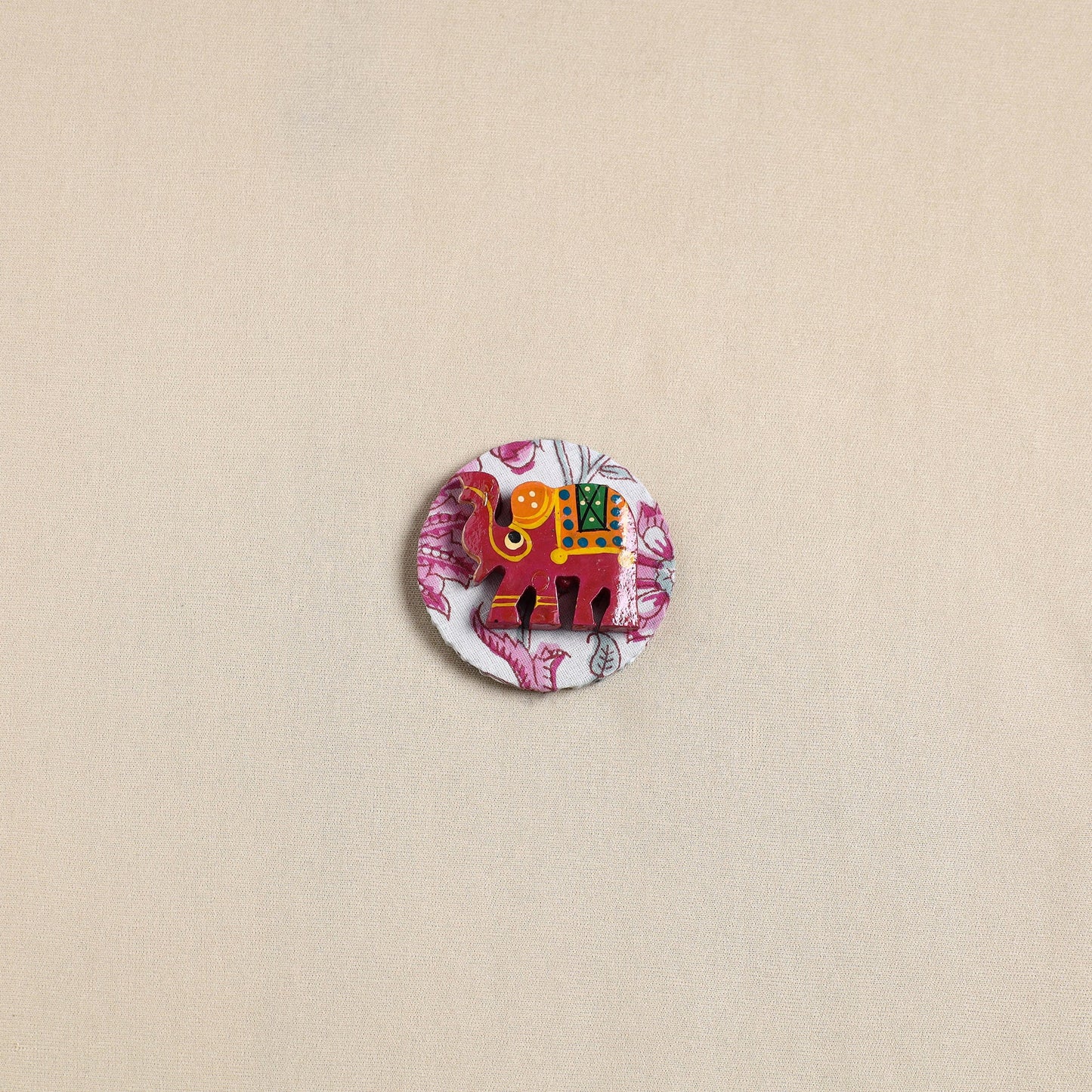 Elephant - Handmade Fabart Wooden Magnet