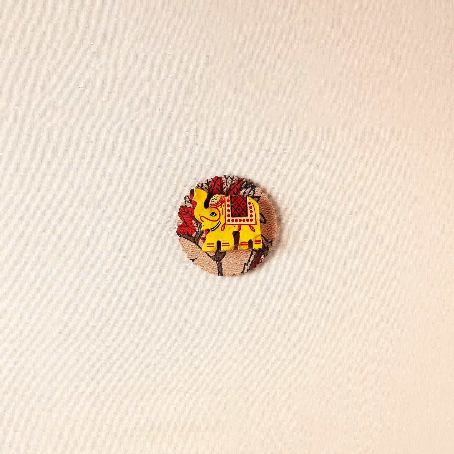 Elephant - Handmade Fabart Wooden Magnet