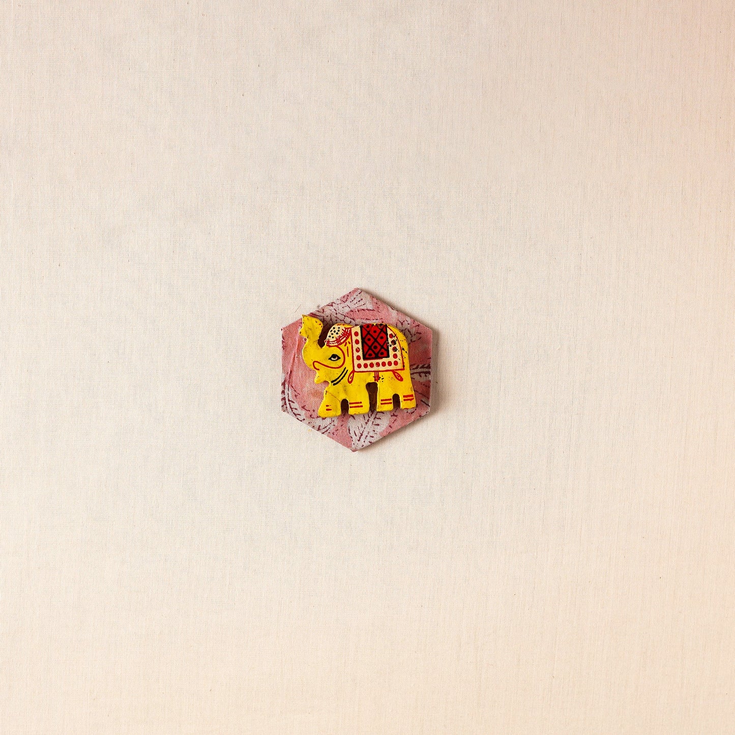 Elephant - Handmade Fabart Wooden Magnet