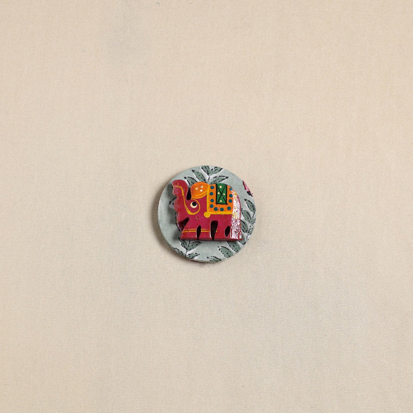 Elephant - Handmade Fabart Wooden Magnet