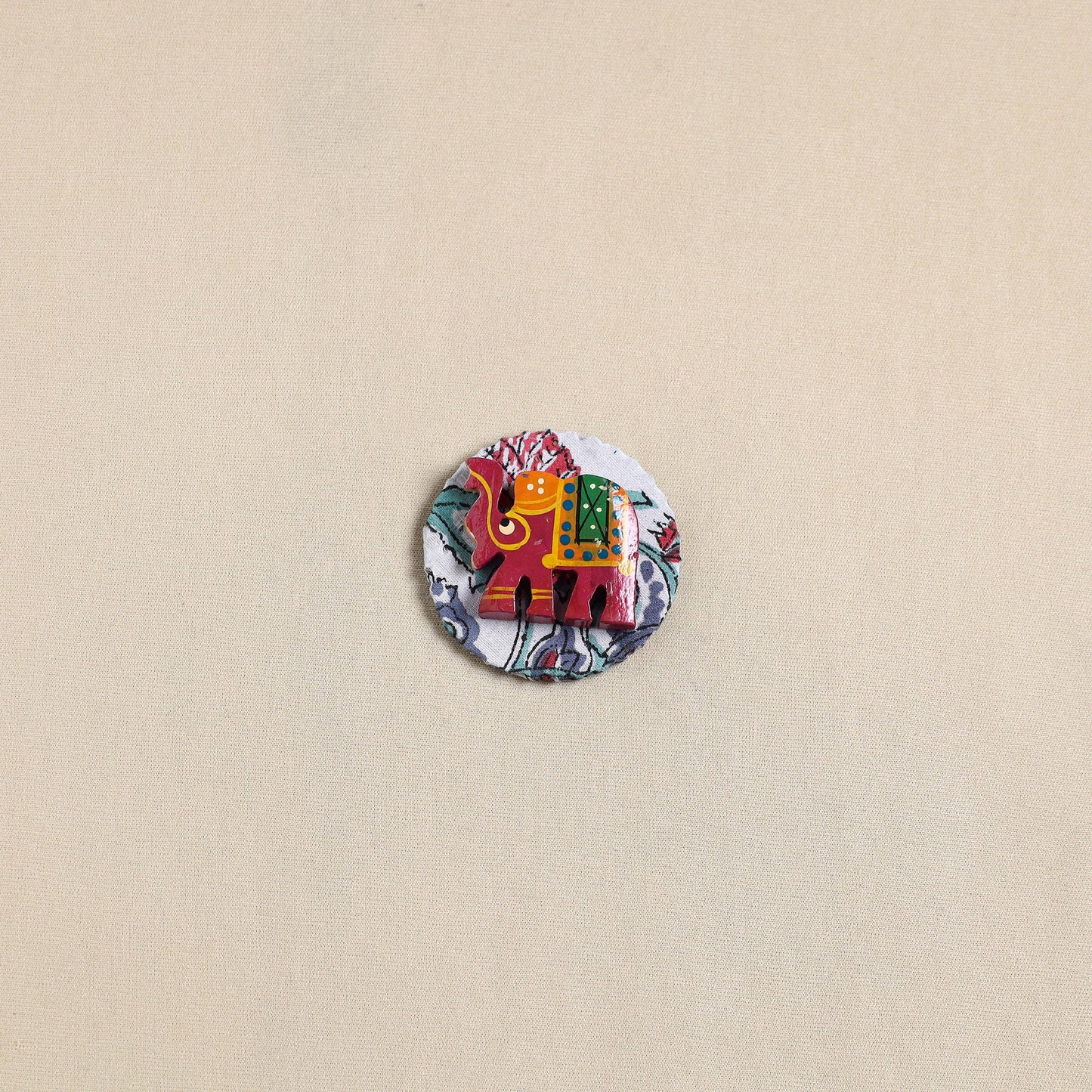 Elephant - Handmade Fabart Wooden Magnet