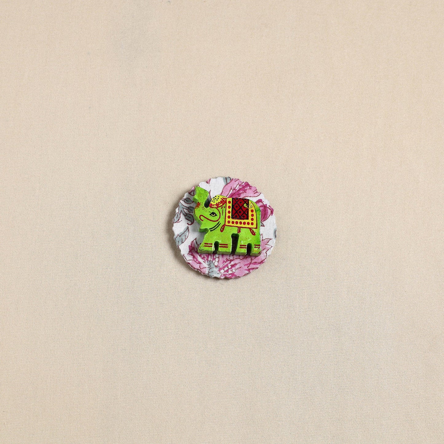 Elephant - Handmade Fabart Wooden Magnet
