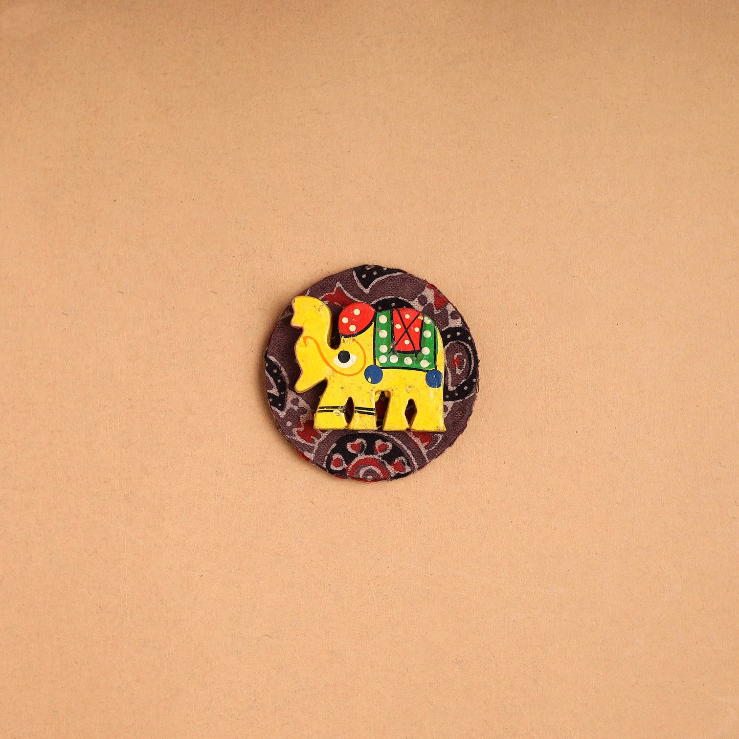 Elephant - Handmade Fabart Wooden Magnet