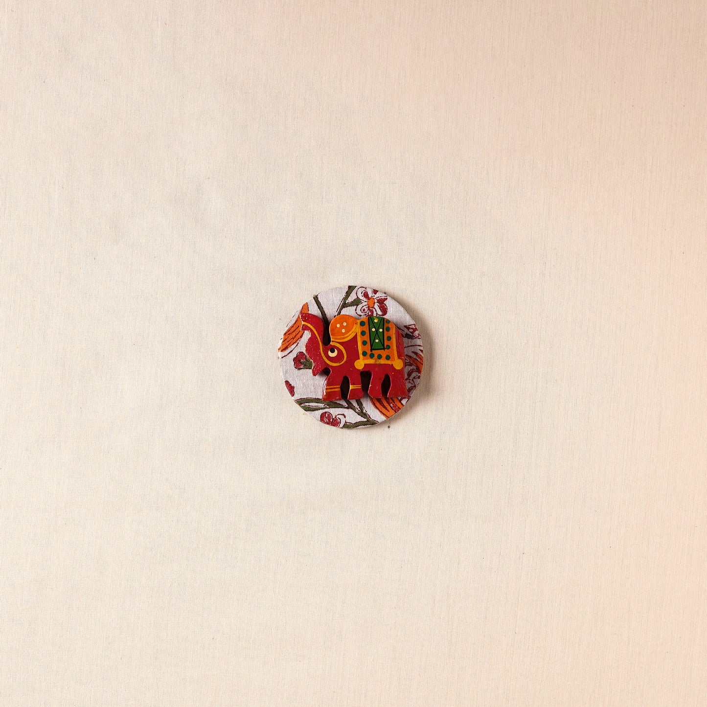 Elephant - Handmade Fabart Wooden Magnet