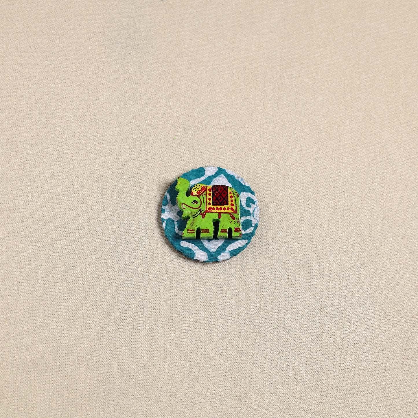 Elephant - Handmade Fabart Wooden Magnet