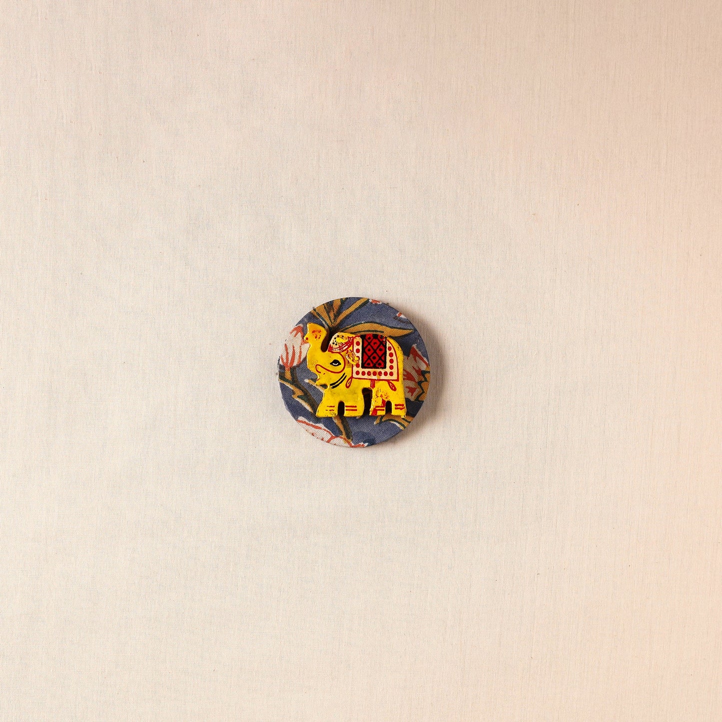Elephant - Handmade Fabart Wooden Magnet