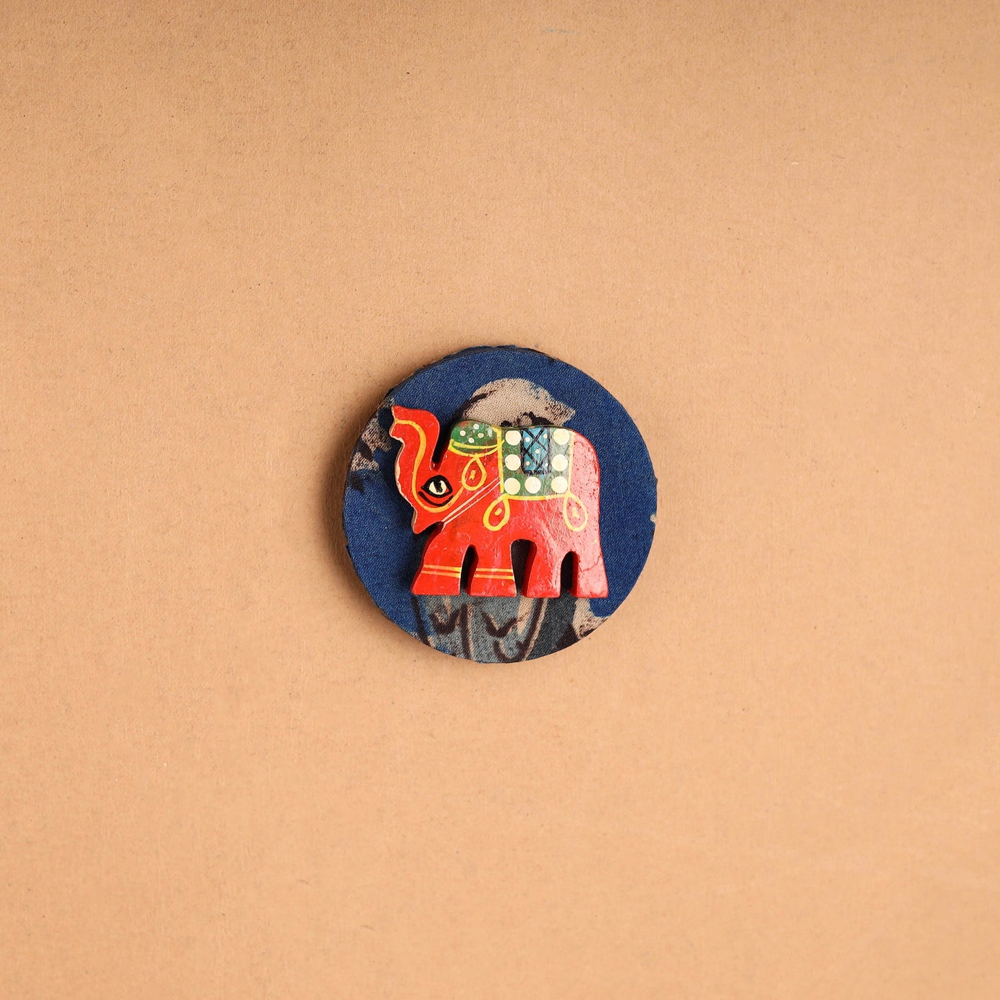 Elephant - Handmade Fabart Wooden Magnet