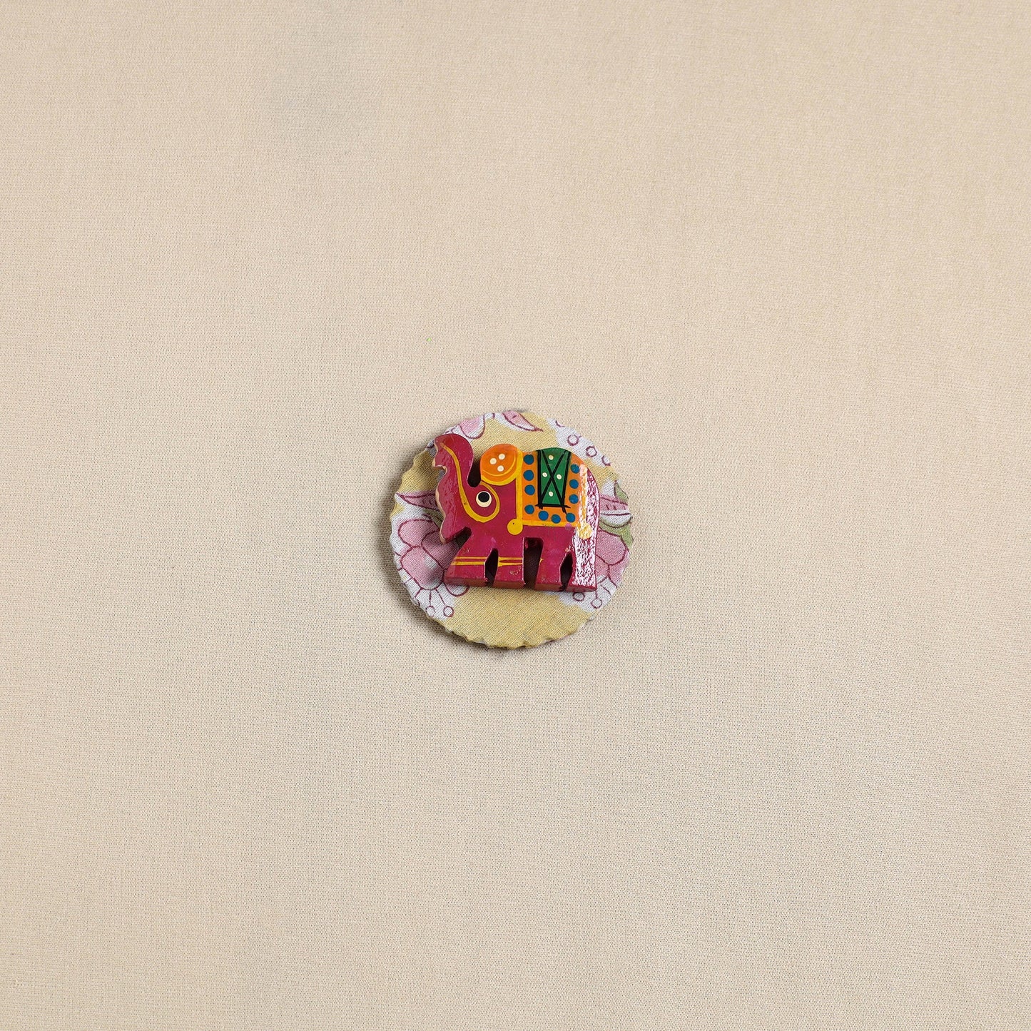 Elephant - Handmade Fabart Wooden Magnet