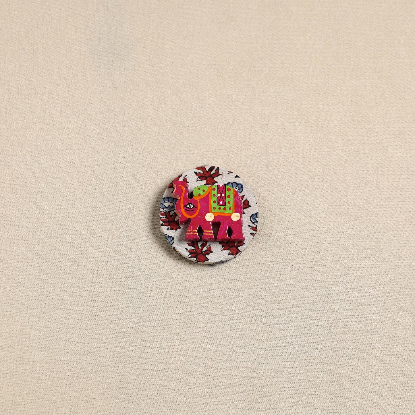 Elephant - Handmade Fabart Wooden Magnet