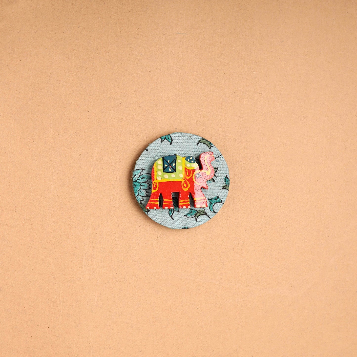 Elephant - Handmade Fabart Wooden Magnet