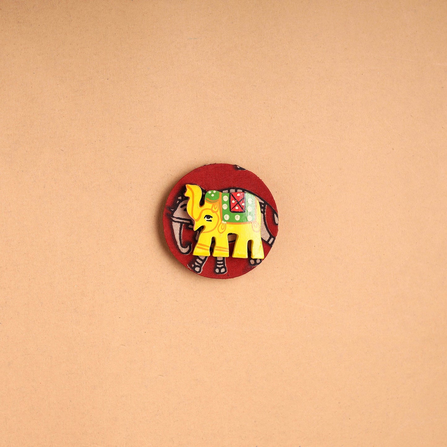 Elephant - Handmade Fabart Wooden Magnet