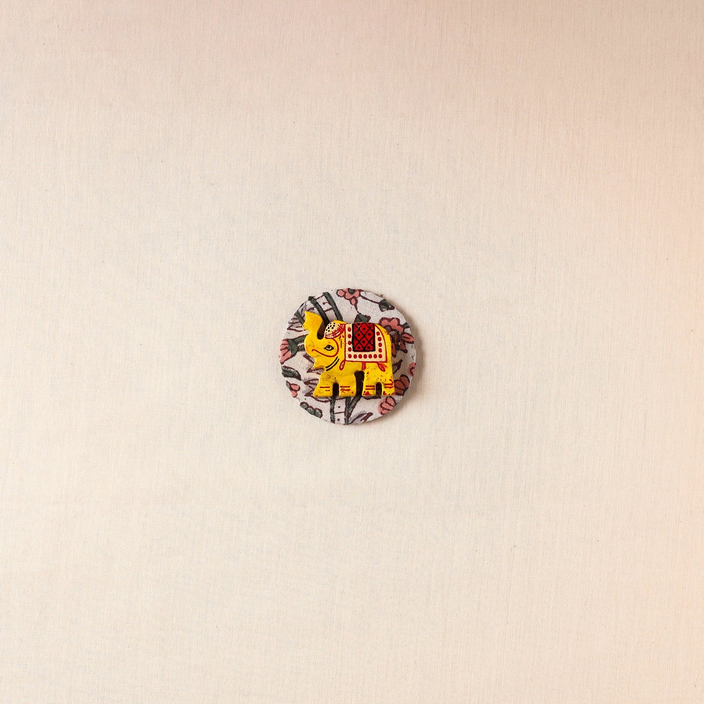 Elephant - Handmade Fabart Wooden Magnet