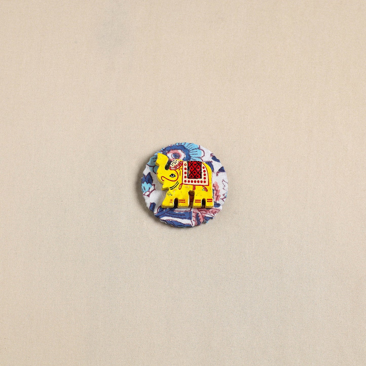 Elephant - Handmade Fabart Wooden Magnet