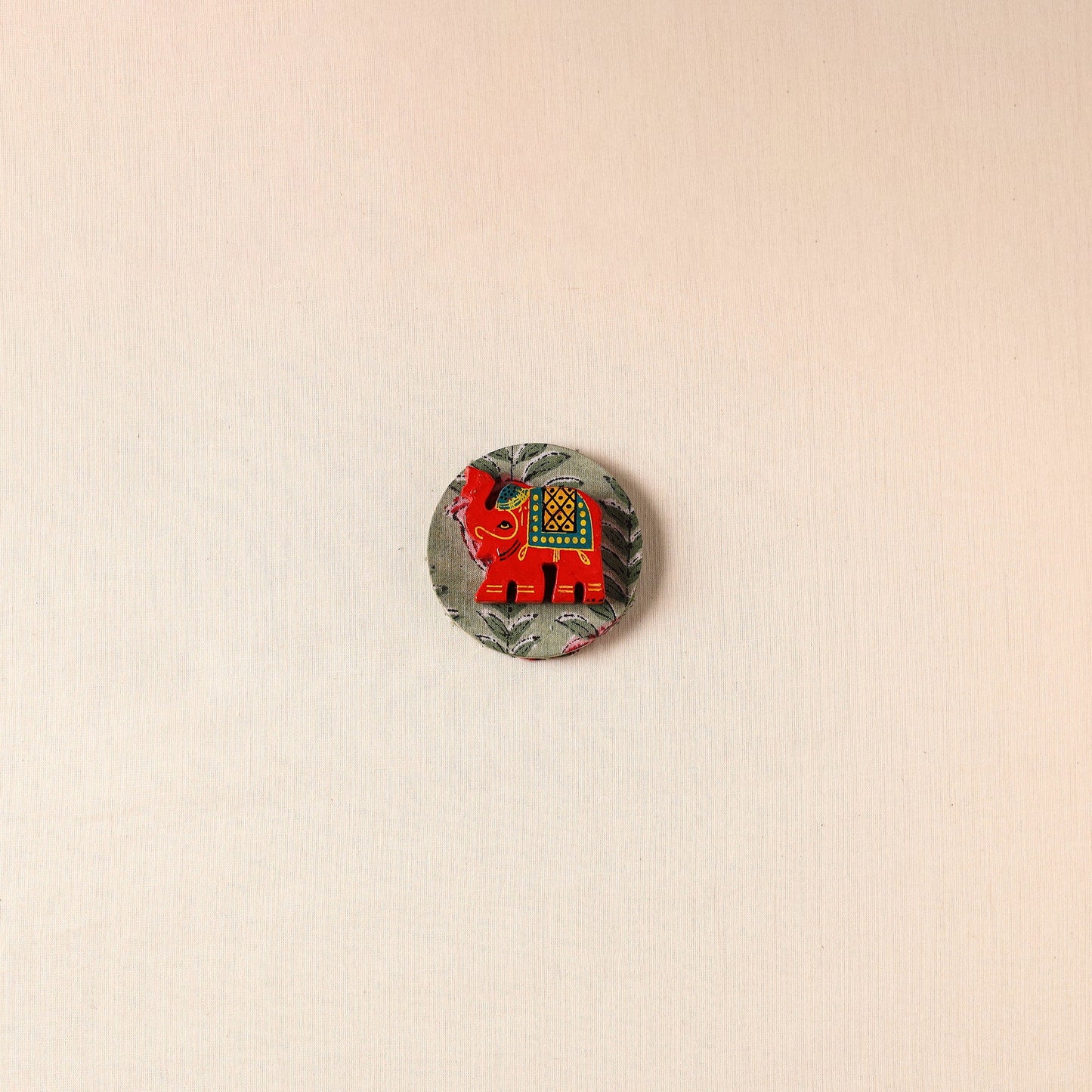 Elephant - Handmade Fabart Wooden Magnet