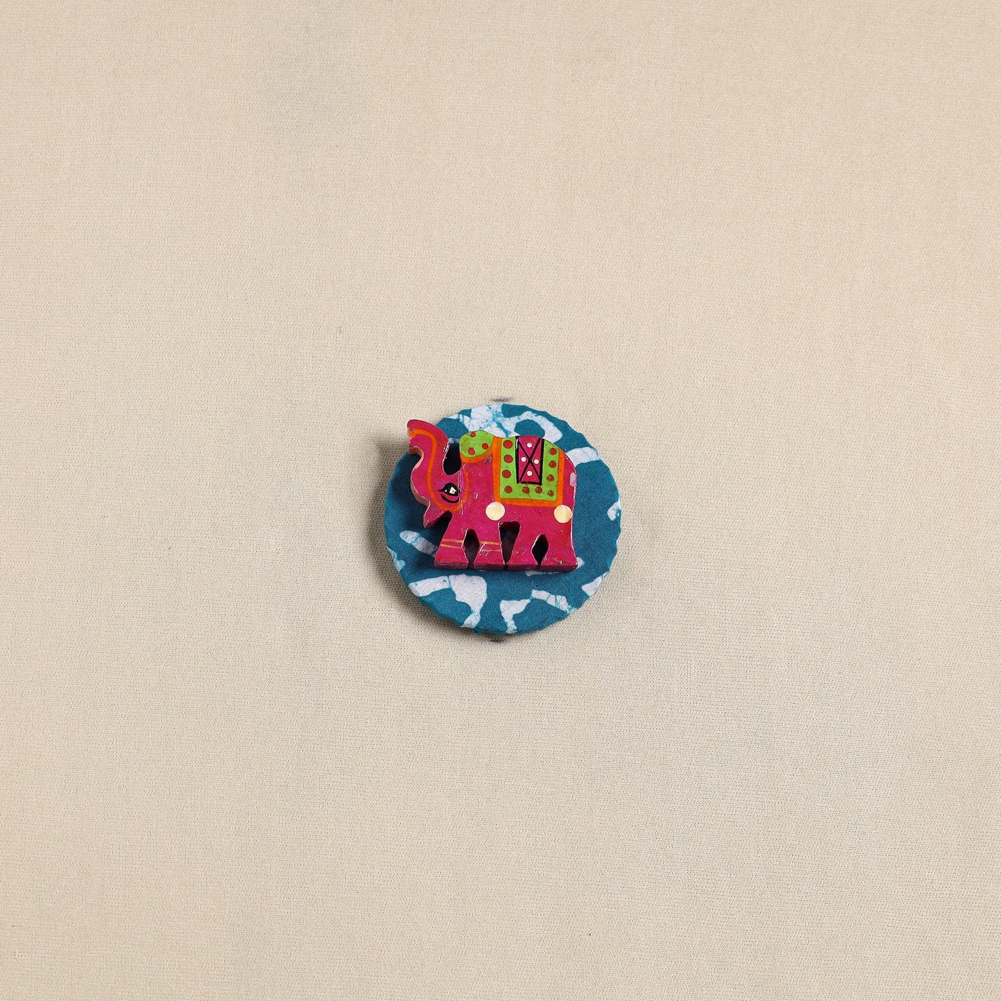 Elephant - Handmade Fabart Wooden Magnet
