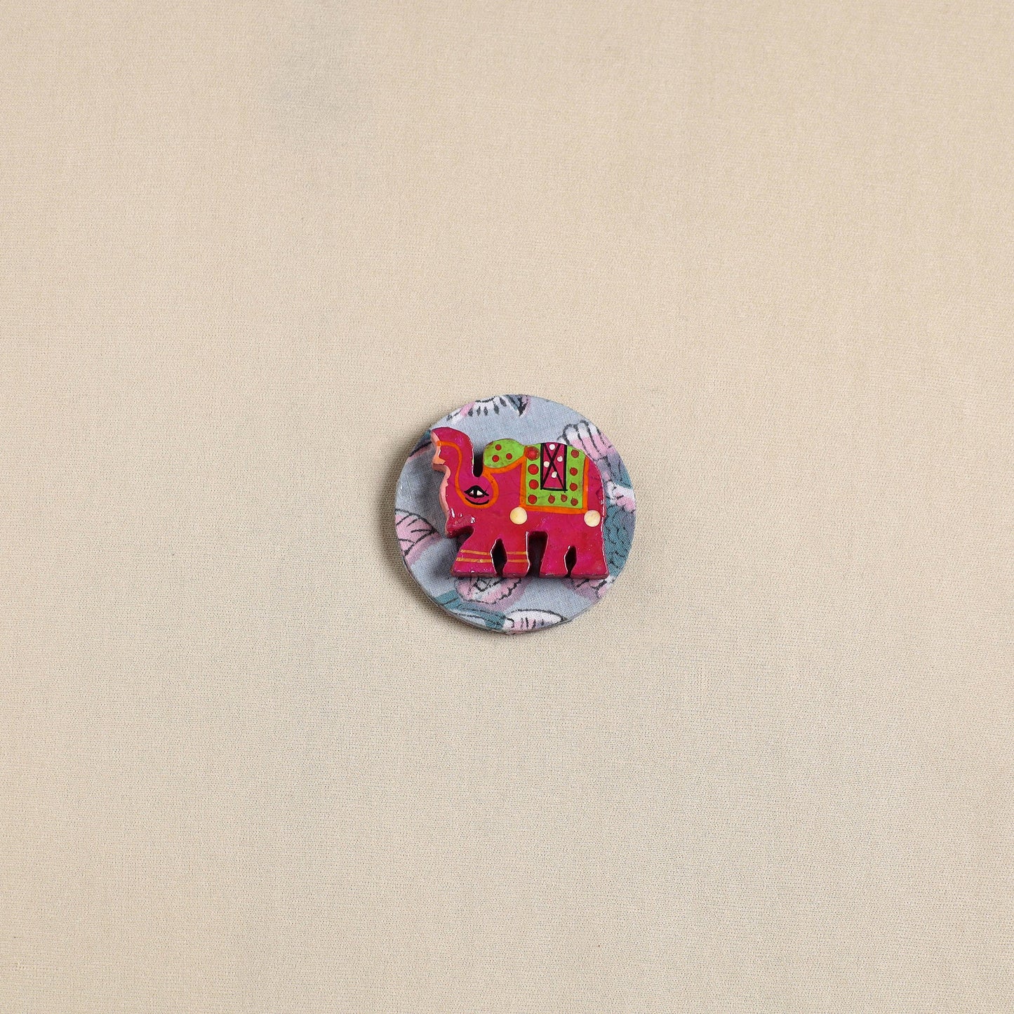 Elephant - Handmade Fabart Wooden Magnet