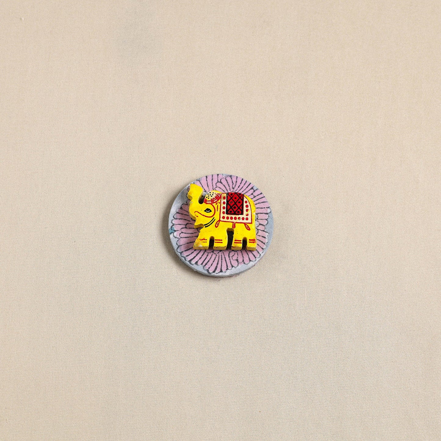 Elephant - Handmade Fabart Wooden Magnet