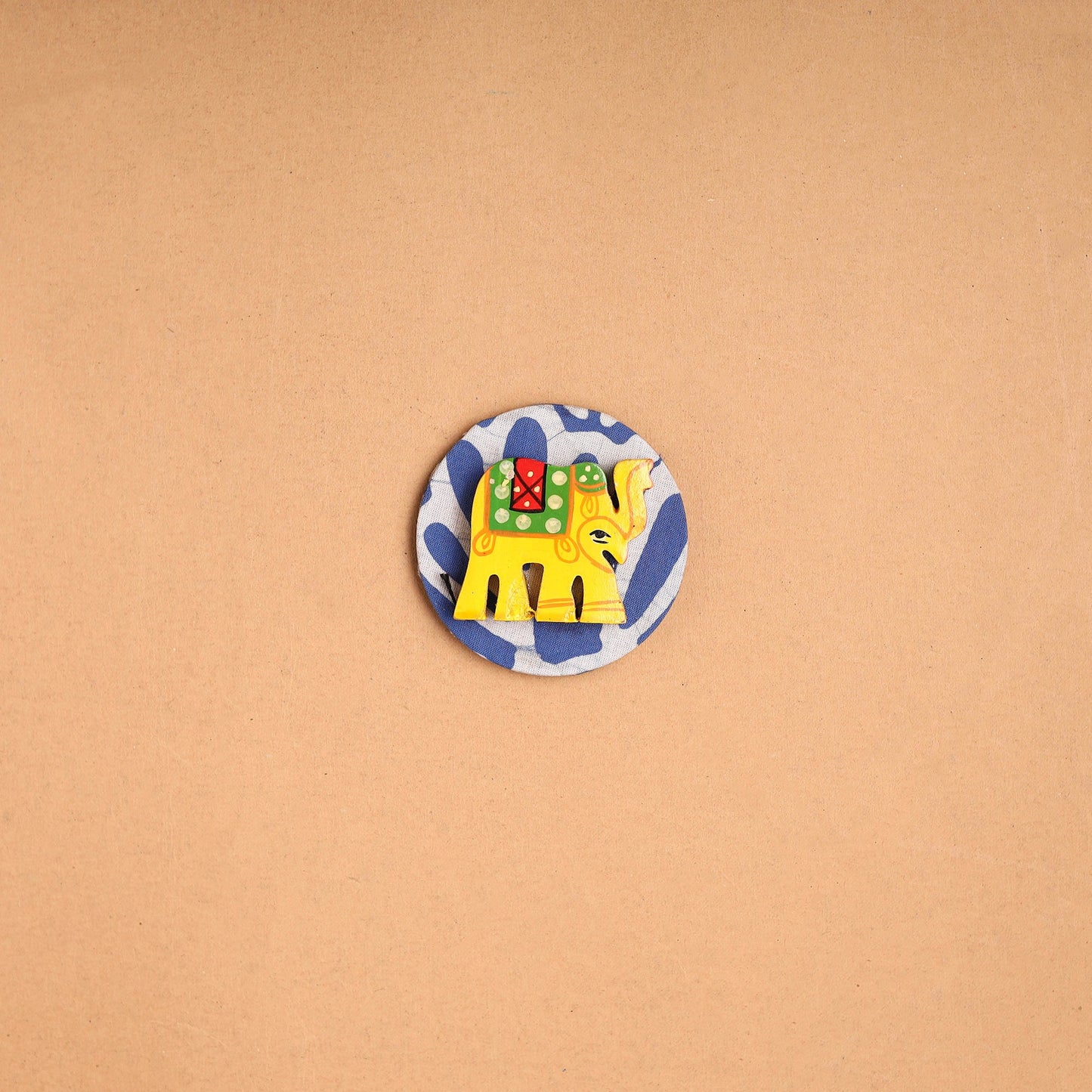Elephant - Handmade Fabart Wooden Magnet