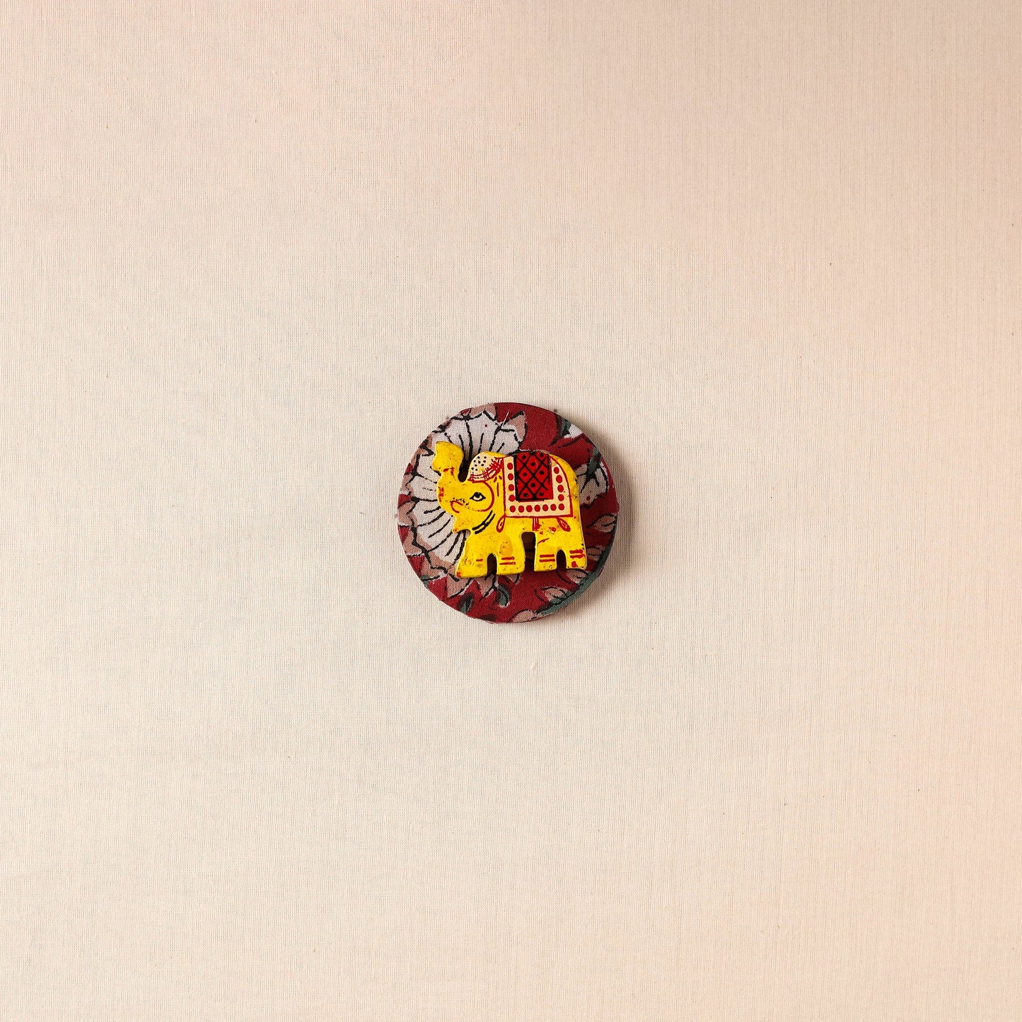 Elephant - Handmade Fabart Wooden Magnet