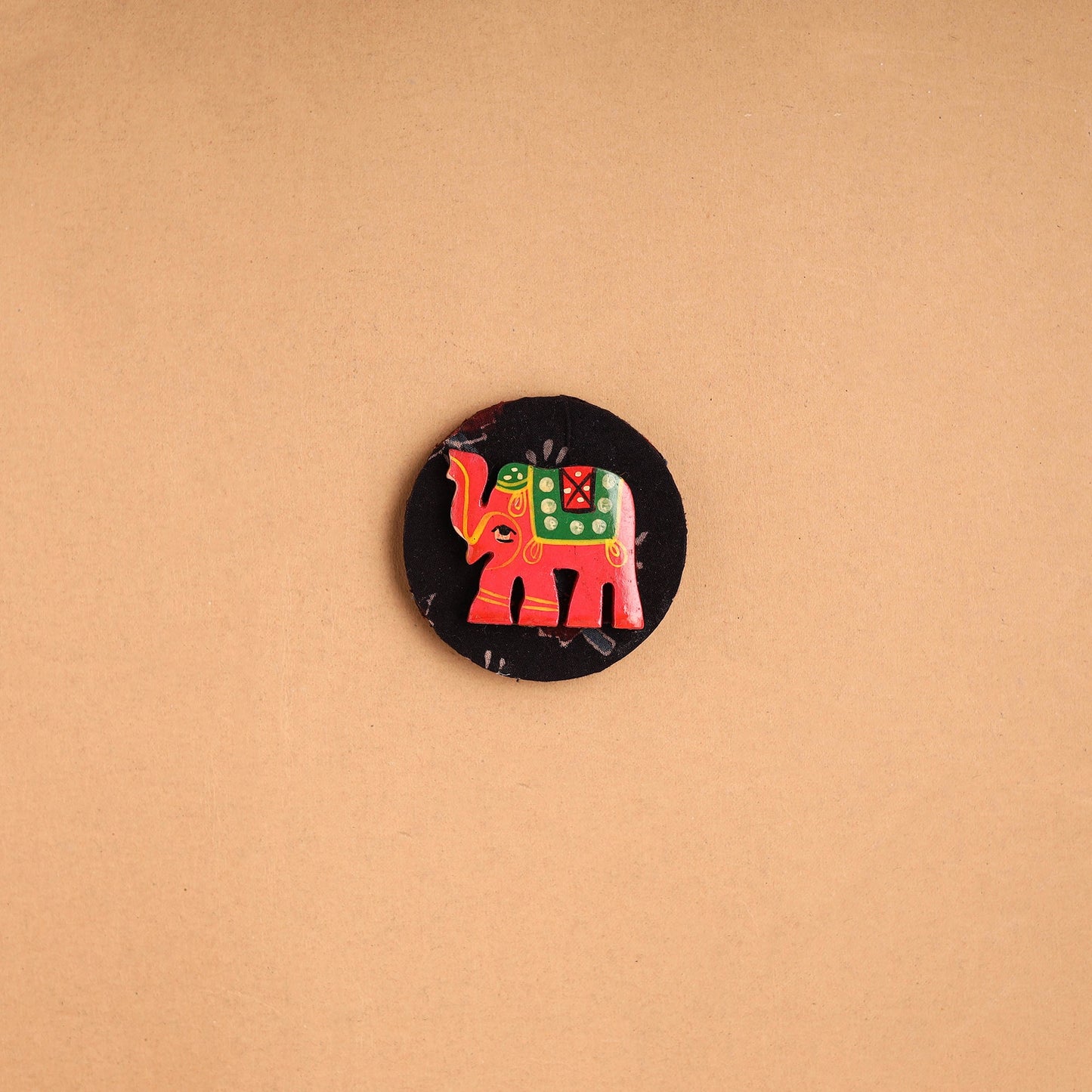 Elephant - Handmade Fabart Wooden Magnet