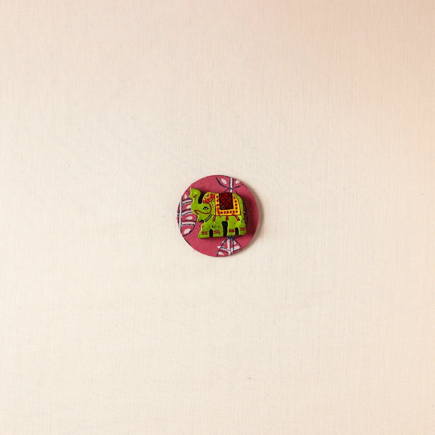 Elephant - Handmade Fabart Wooden Magnet
