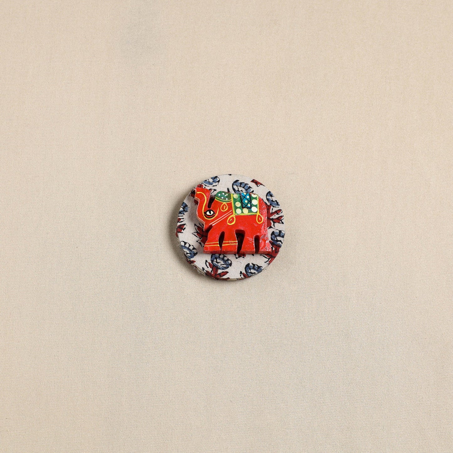 Elephant - Handmade Fabart Wooden Magnet
