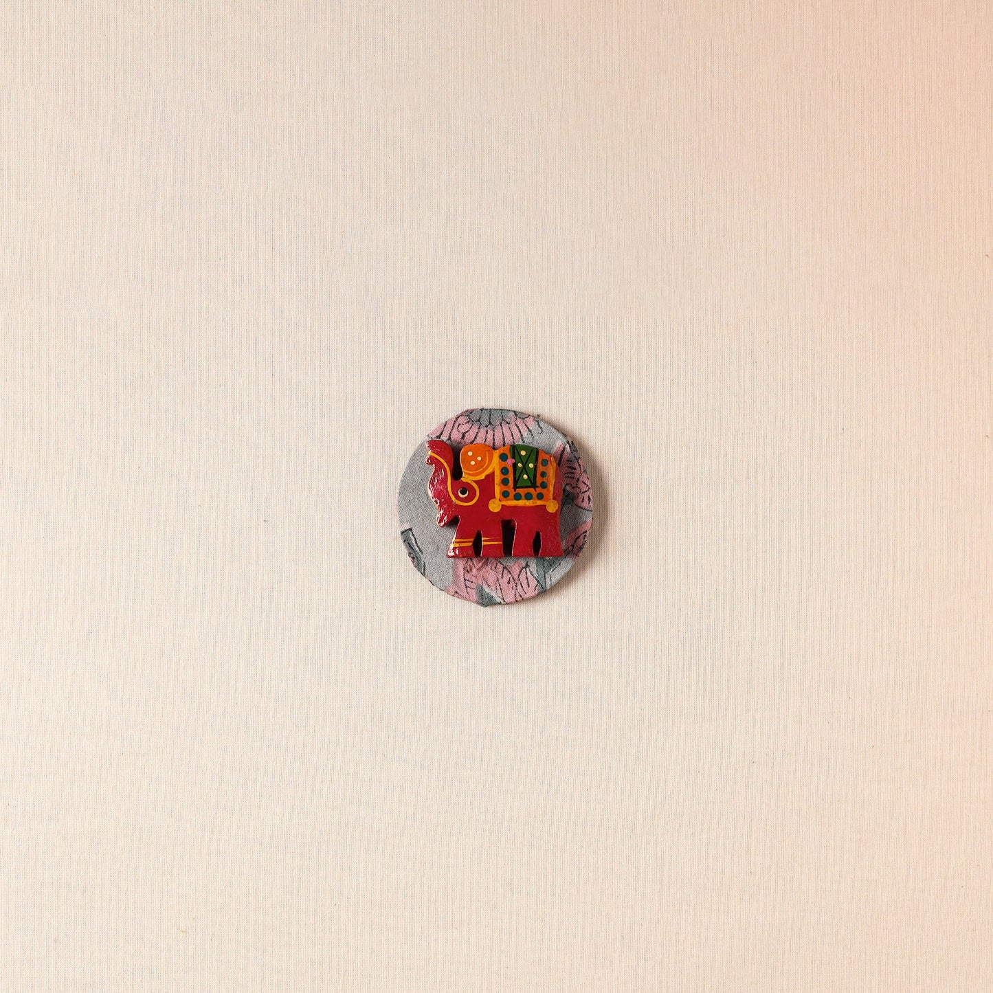 Elephant - Handmade Fabart Wooden Magnet