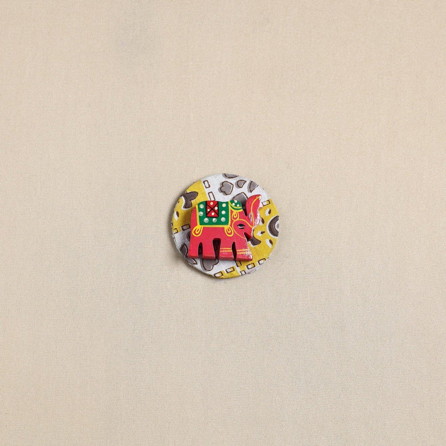 Elephant - Handmade Fabart Wooden Magnet