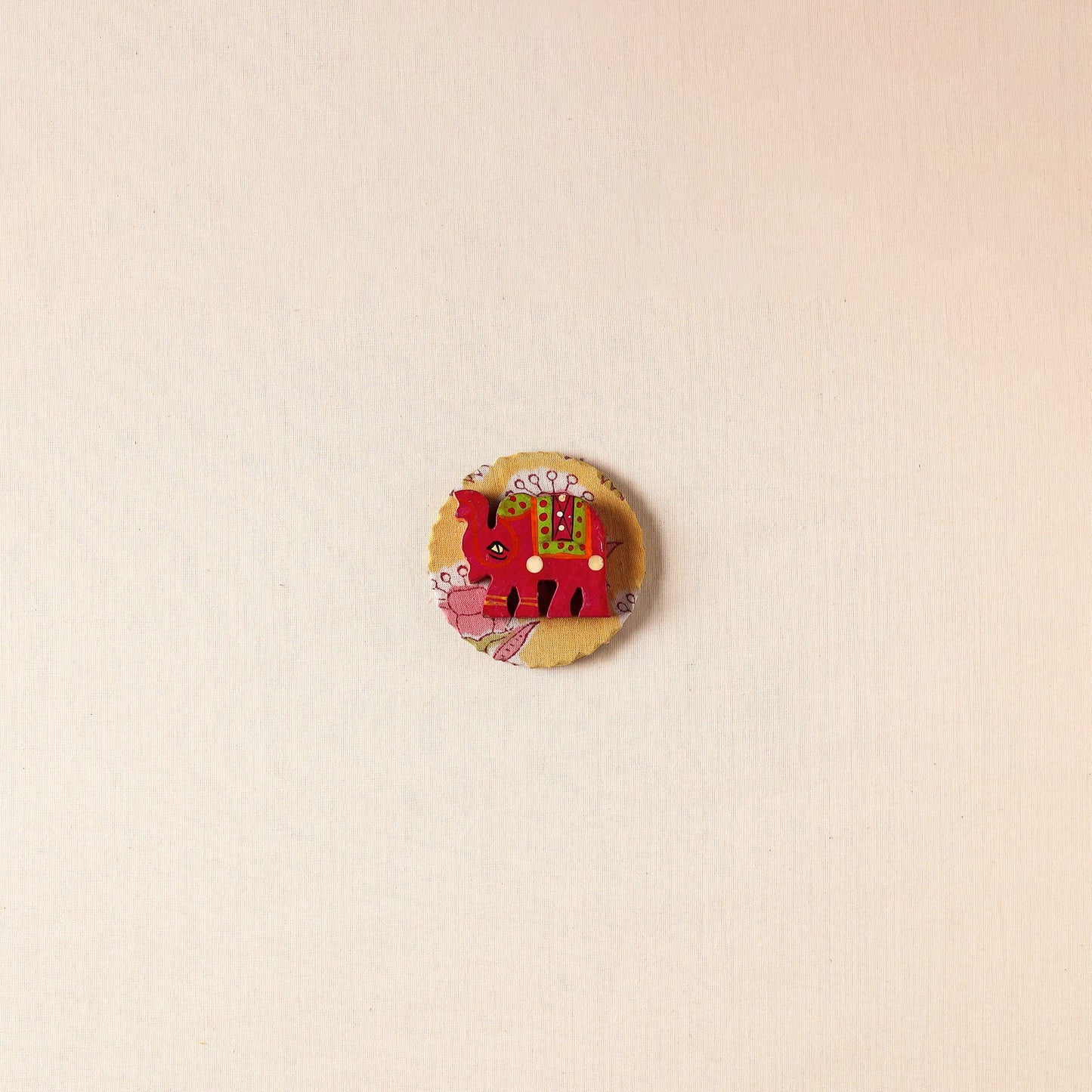 Elephant - Handmade Fabart Wooden Magnet