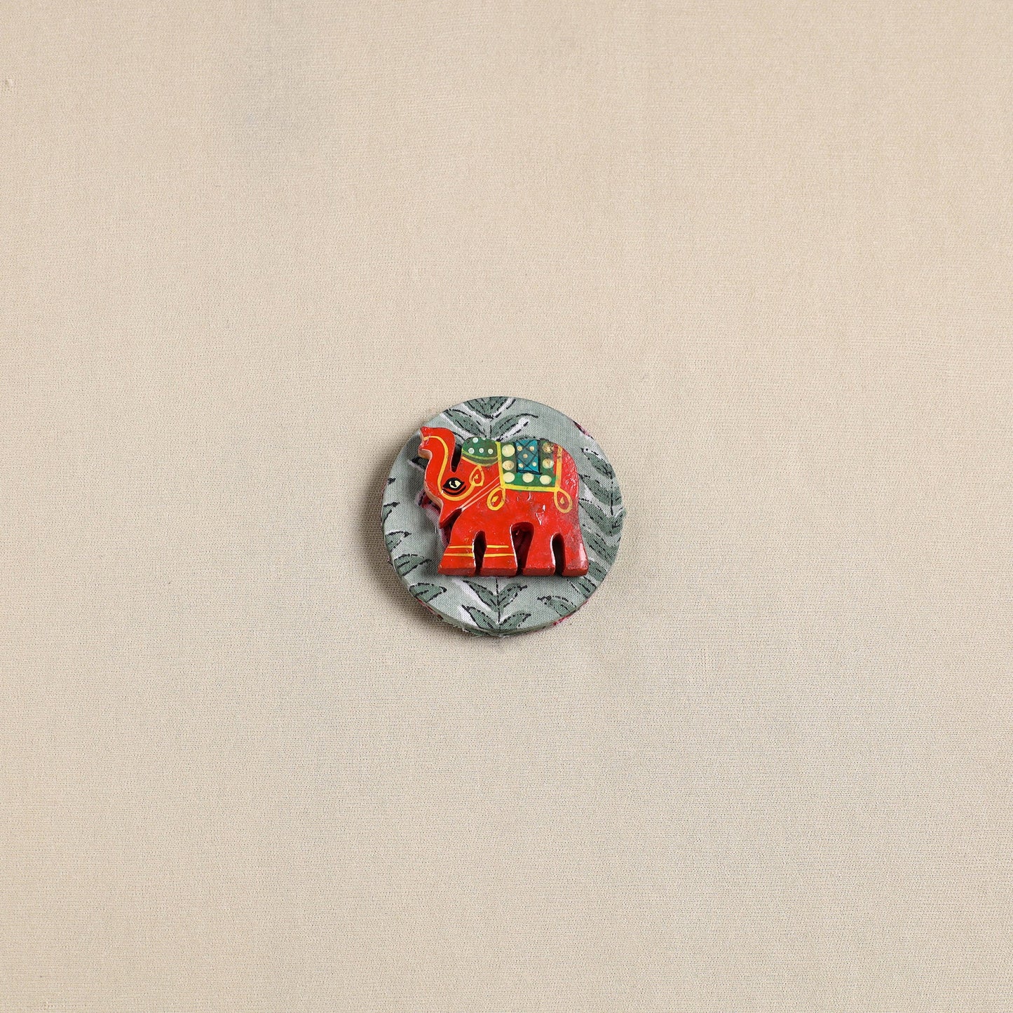 Elephant - Handmade Fabart Wooden Magnet