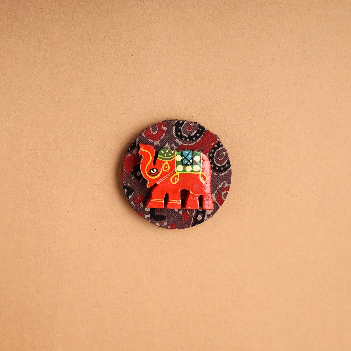 Elephant - Handmade Fabart Wooden Magnet