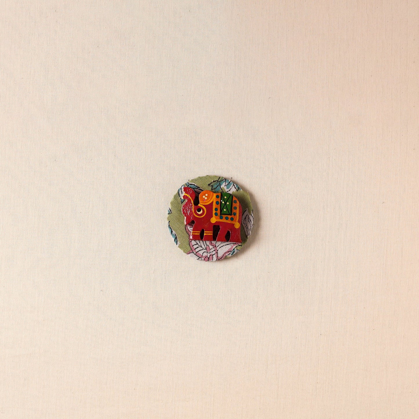 Elephant - Handmade Fabart Wooden Magnet